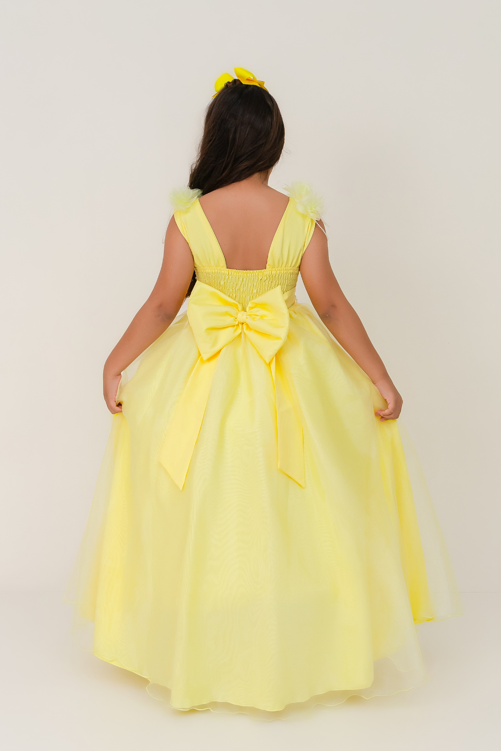Vestido Longo Petalas Amarelo Pastel - Imagem 2