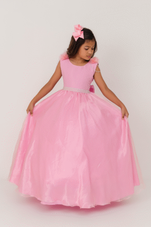 Vestido Longo Petalas Rosa