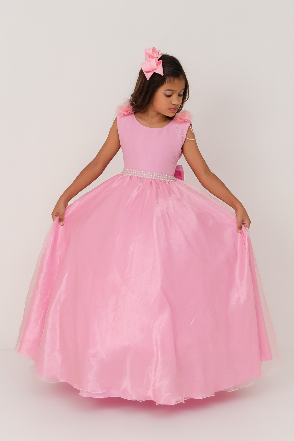 Vestido Longo Petalas Rosa