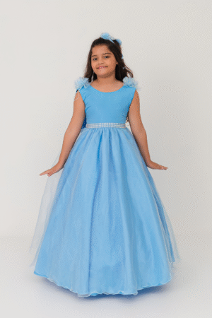 Vestido Longo Petalas Azul