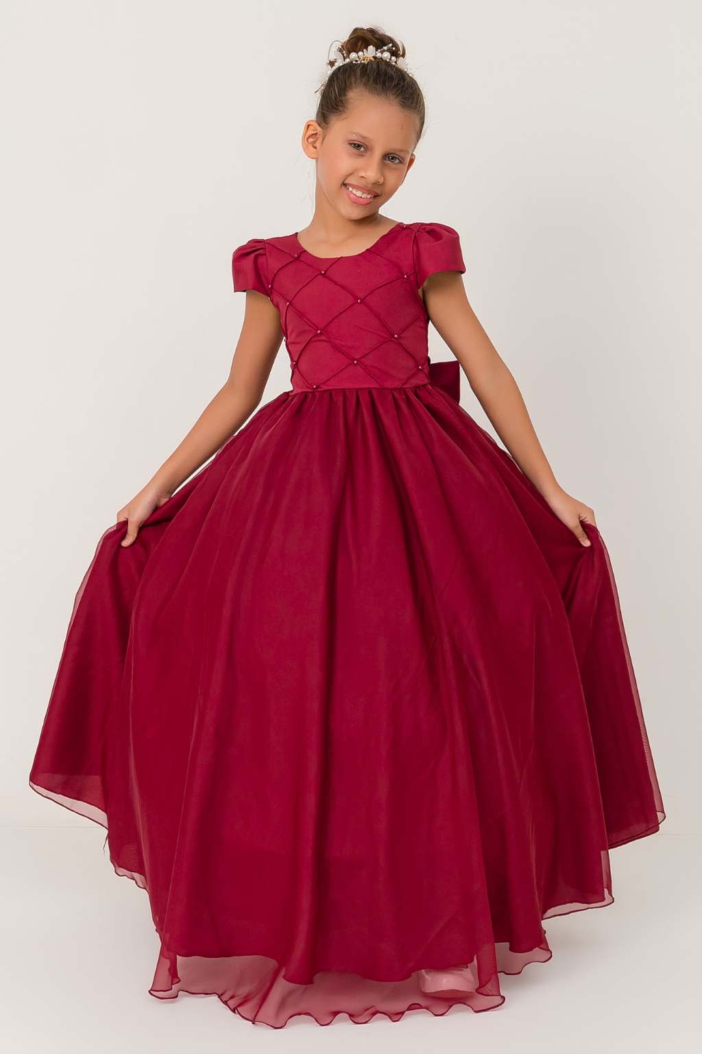 Vestido Longo Perolado Marsala