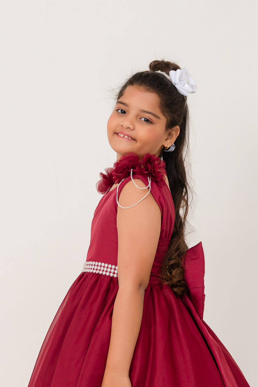 Vestido Longo Petalas Marsala - Imagem 2