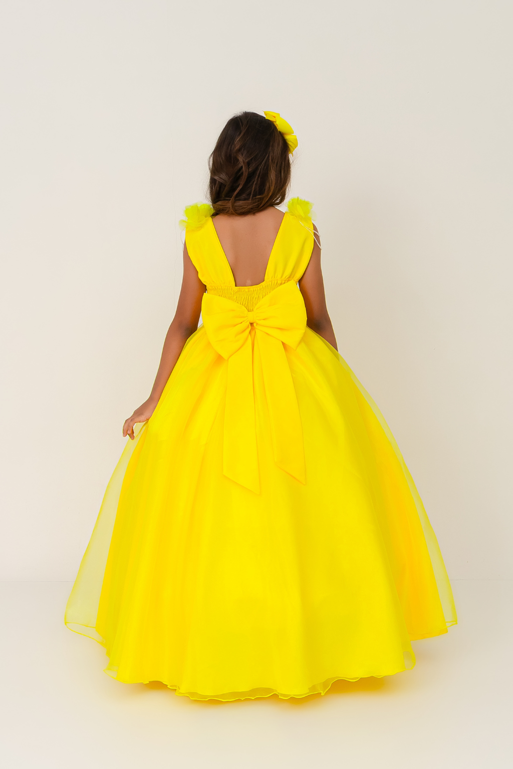 Vestido Longo Petalas Amarelo - Imagem 3