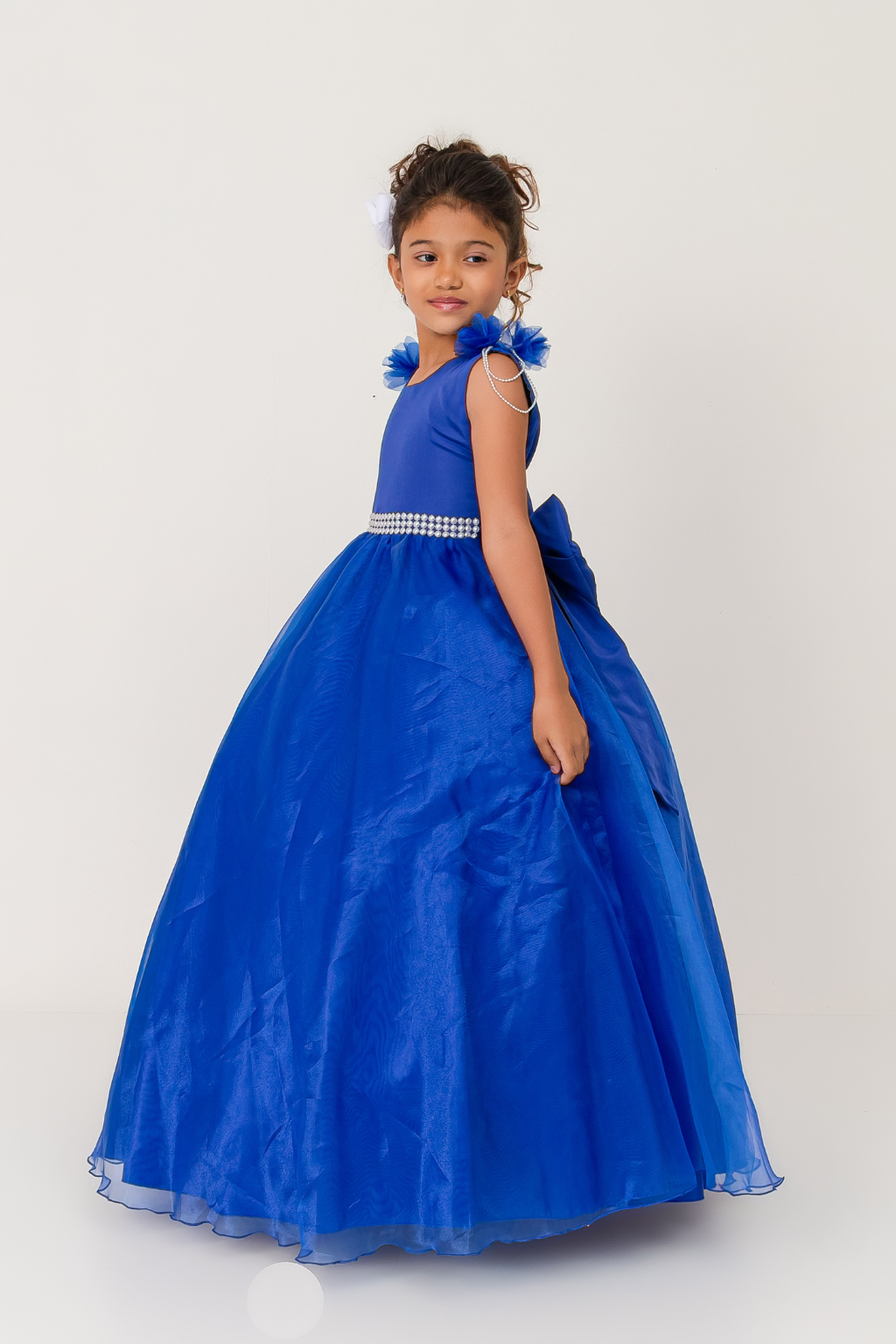 Vestido Longo Petalas Azul Royal