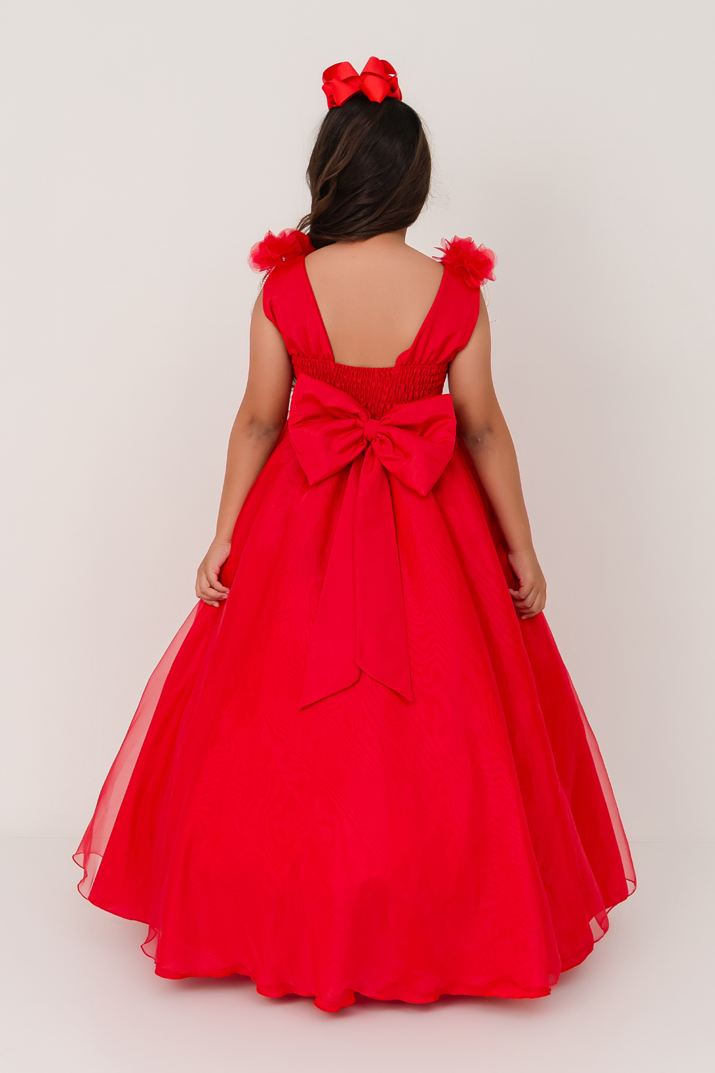 Vestido Longo Petalas Vermelho - Imagem 3