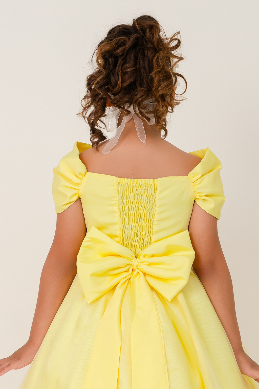 Vestido Longo Laço Real Amarelo Pastel - Imagem 3