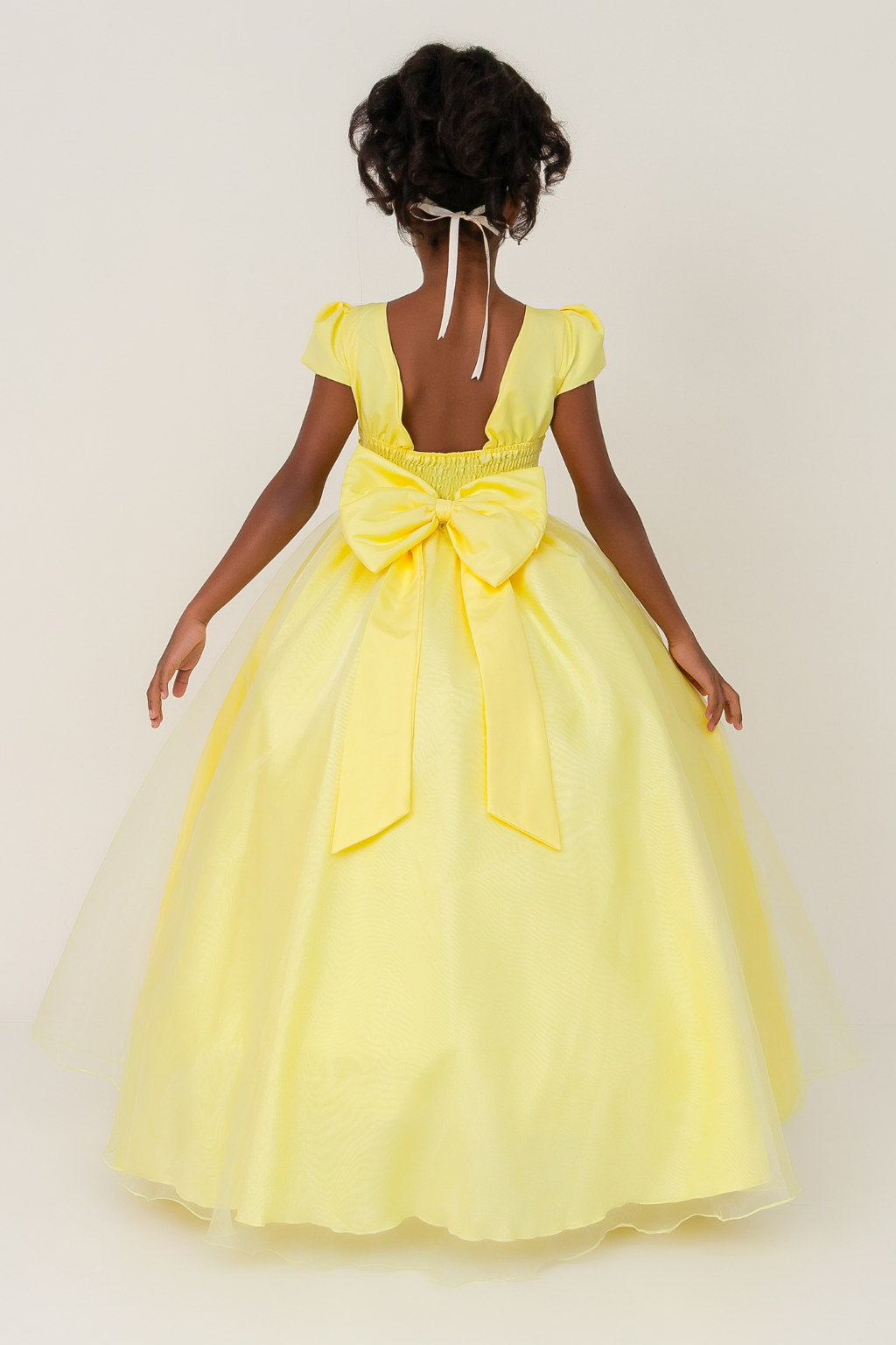 Vestido Longo Perolado Amarela Pastel - Imagem 3