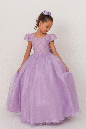 Vestido Longo Perolado Lilás