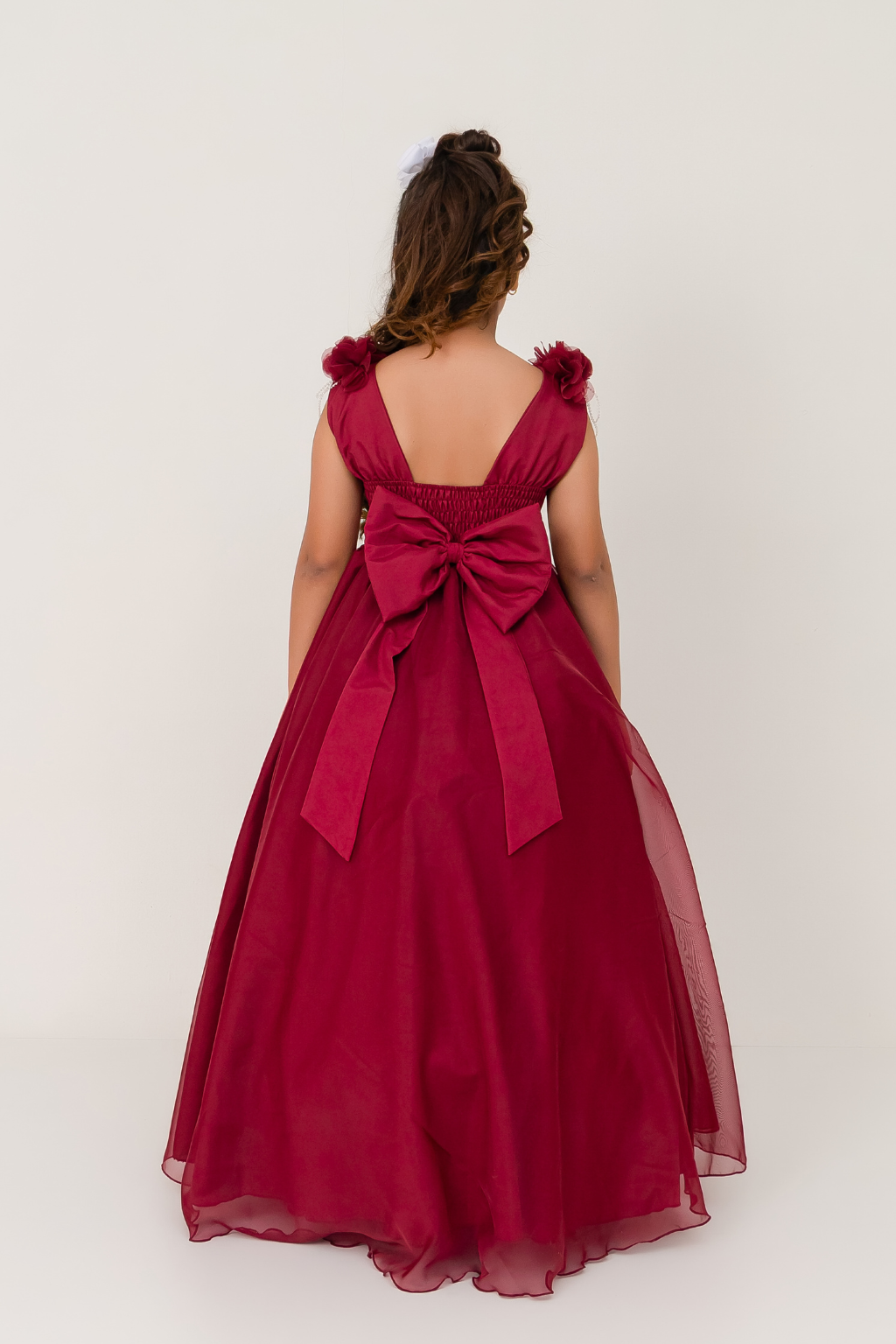 Vestido Longo Petalas Marsala - Imagem 3