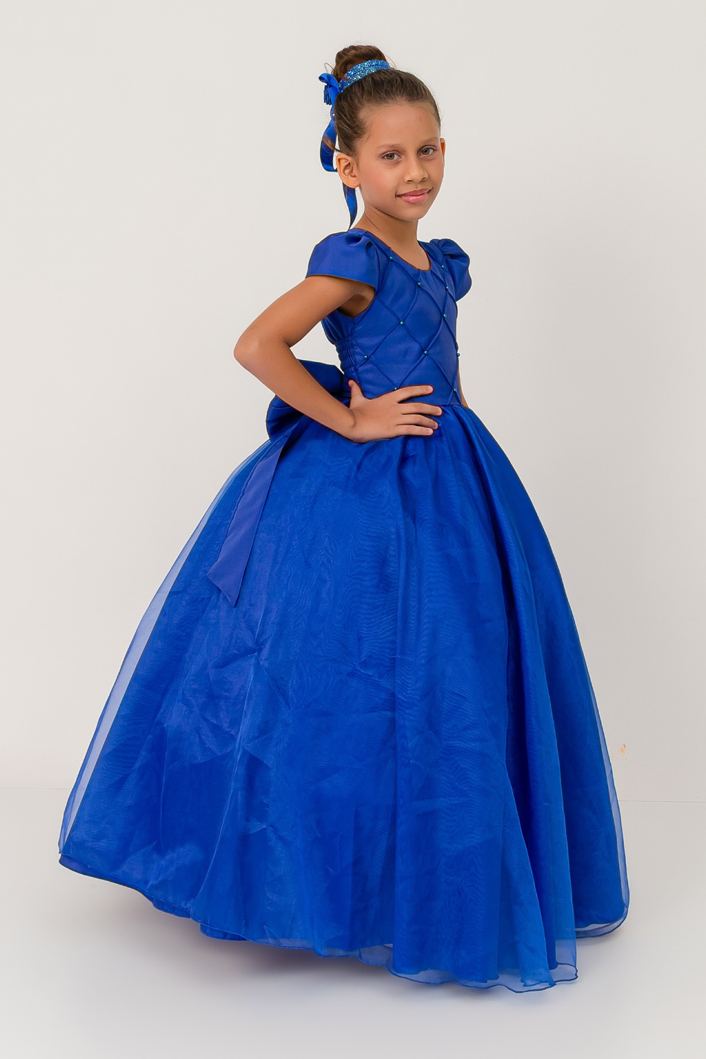 Vestido Longo Perolado Azul Royal