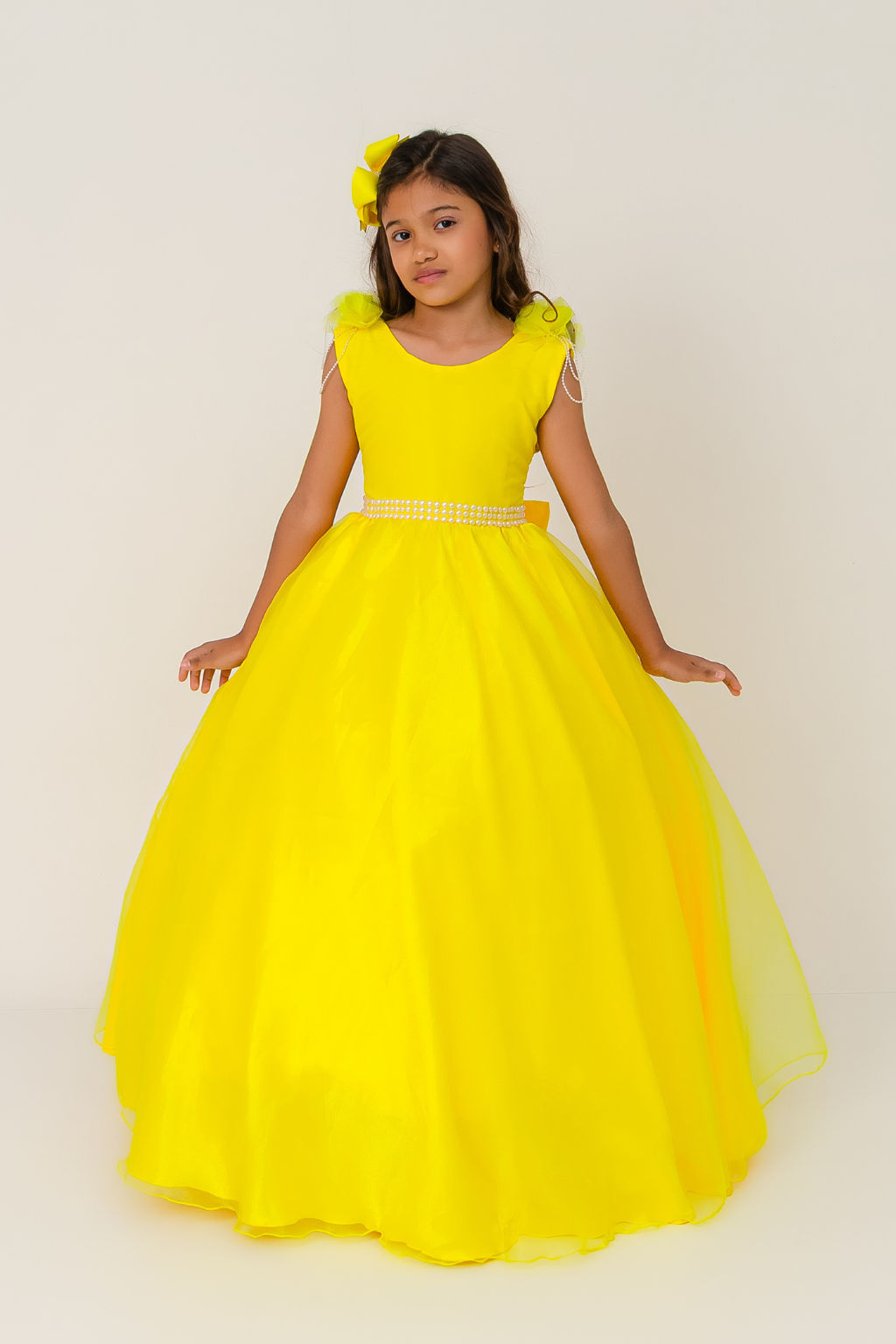 Vestido Longo Petalas Amarelo