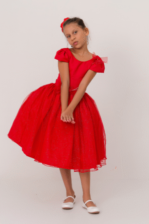 Vestido Cintilante Vermelho