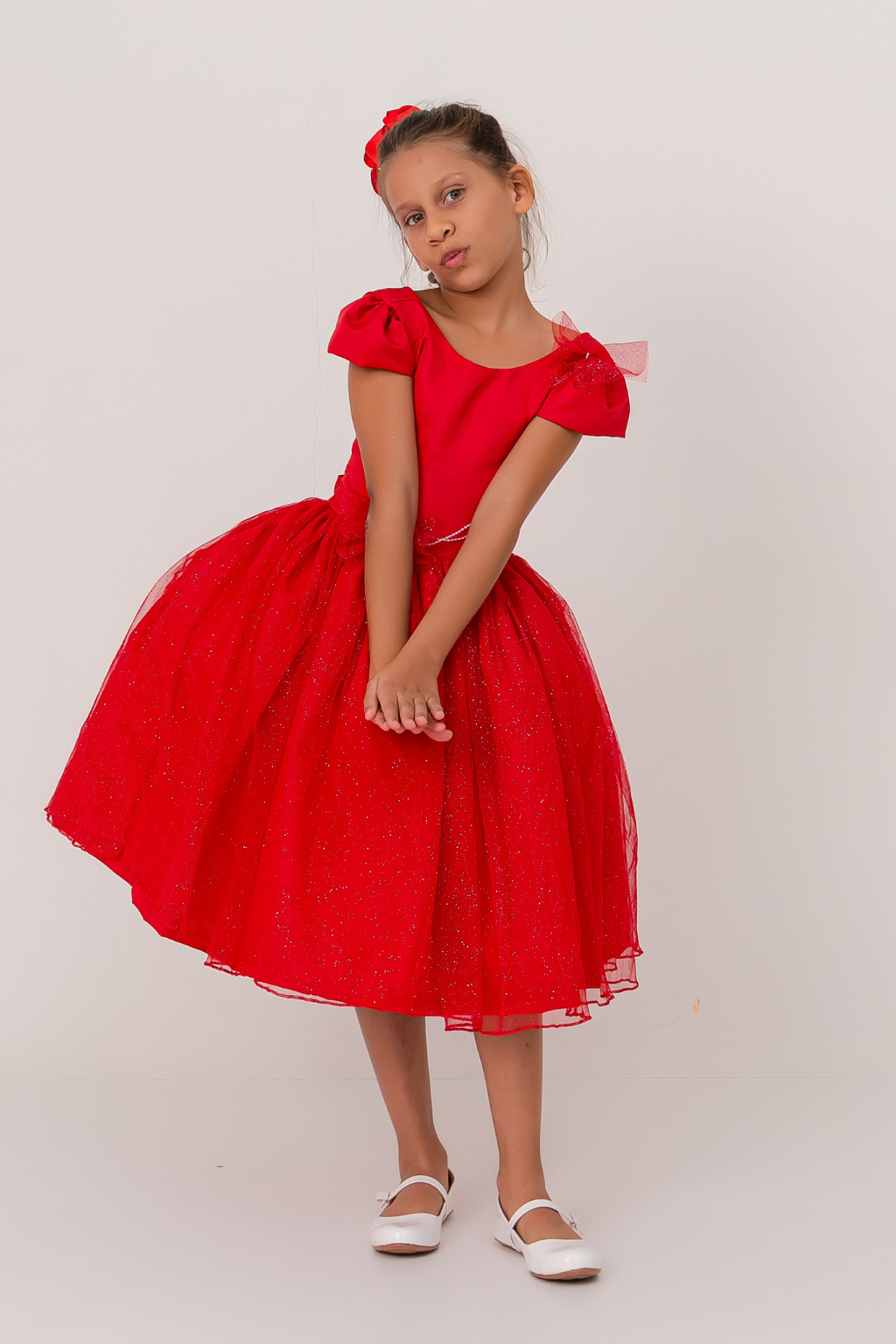 Vestido Cintilante Vermelho