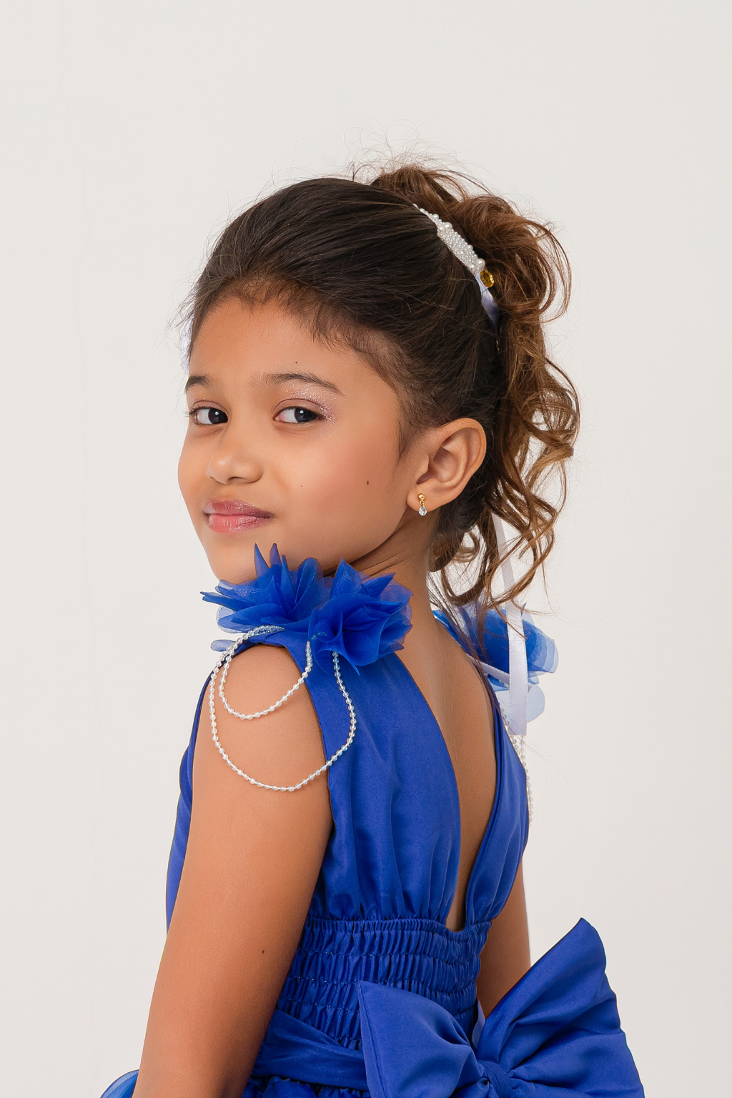 Vestido Longo Petalas Azul Royal - Imagem 2