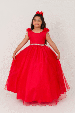 Vestido Longo Petalas Vermelho