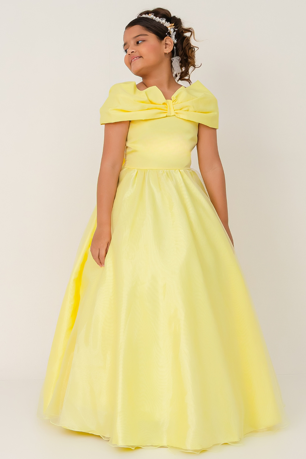 Vestido Longo Laço Real Amarelo Pastel - Imagem 2