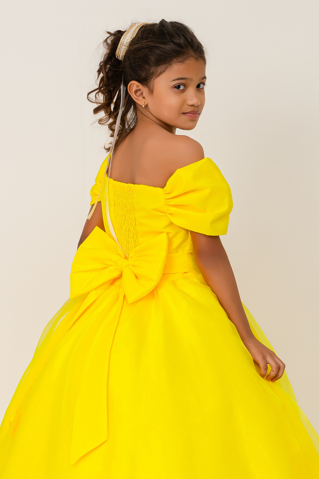 Vestido Longo Laço Real Amarelo - Imagem 4