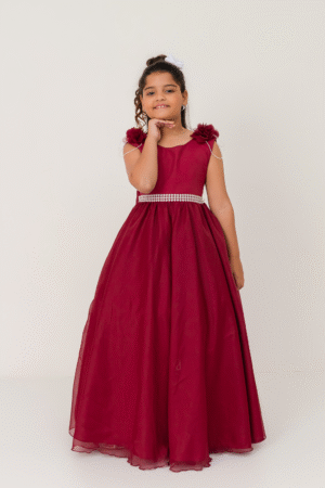 Vestido Longo Petalas Marsala