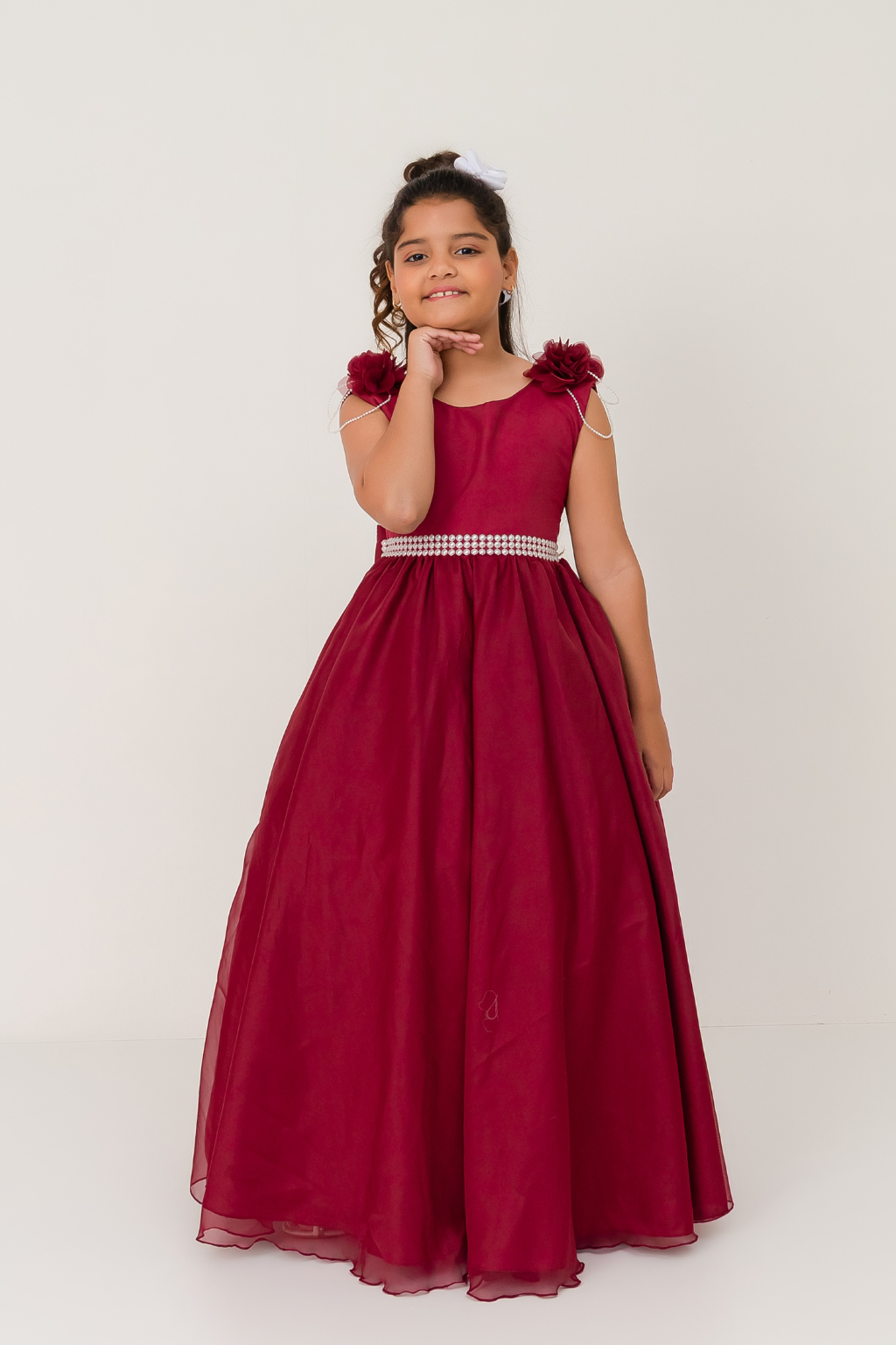 Vestido Longo Petalas Marsala