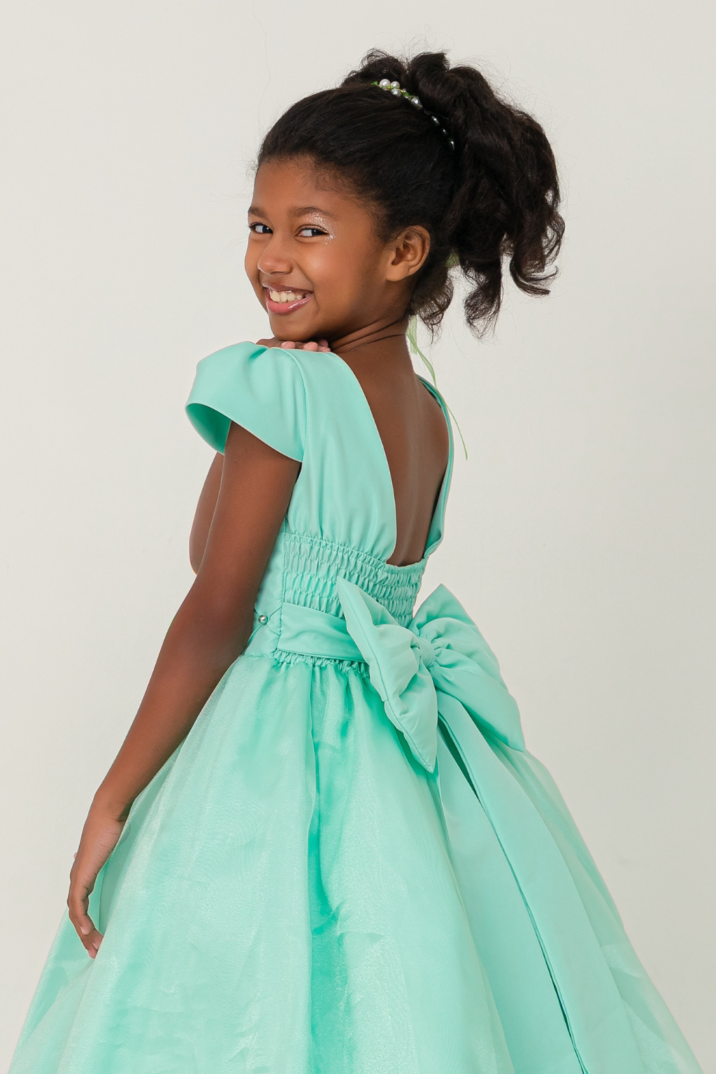 Vestido Longo Perolado Verde Claro - Imagem 4