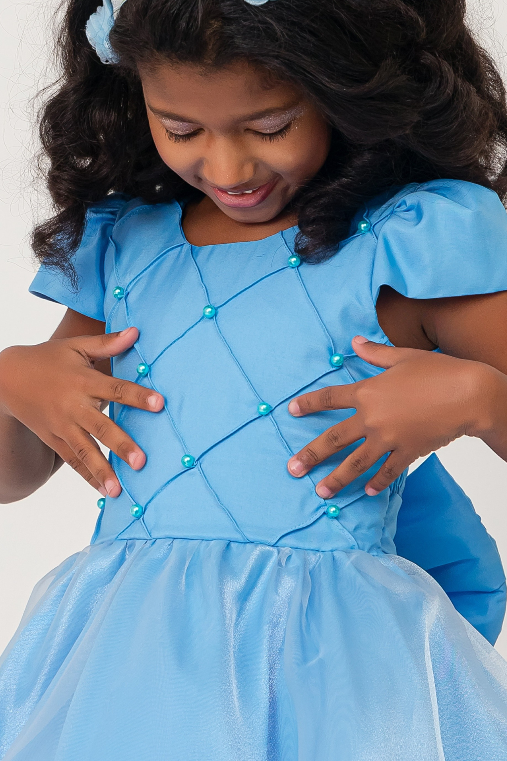 Vestido Longo Perolado Azul - Imagem 3