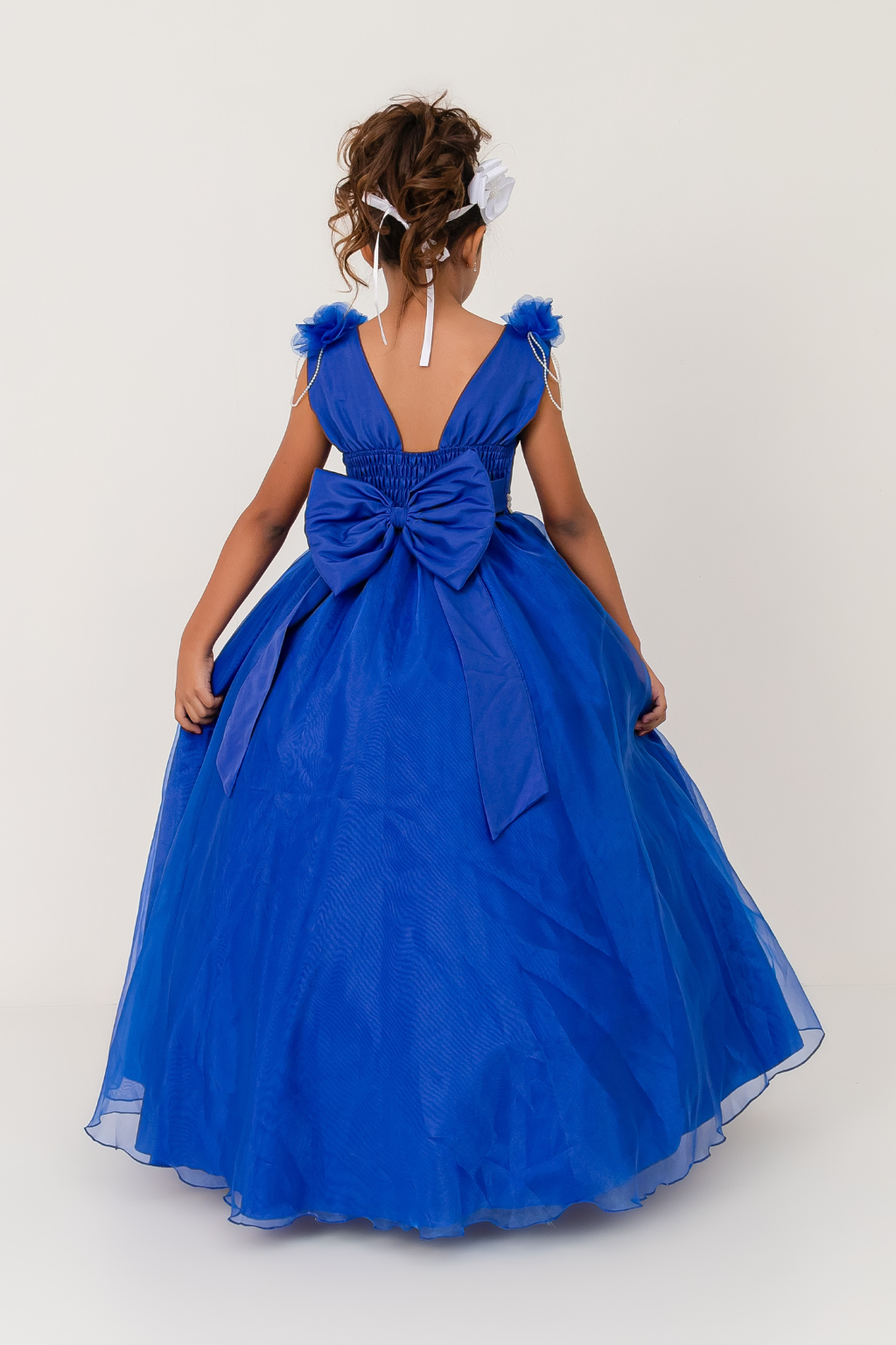 Vestido Longo Petalas Azul Royal - Imagem 3