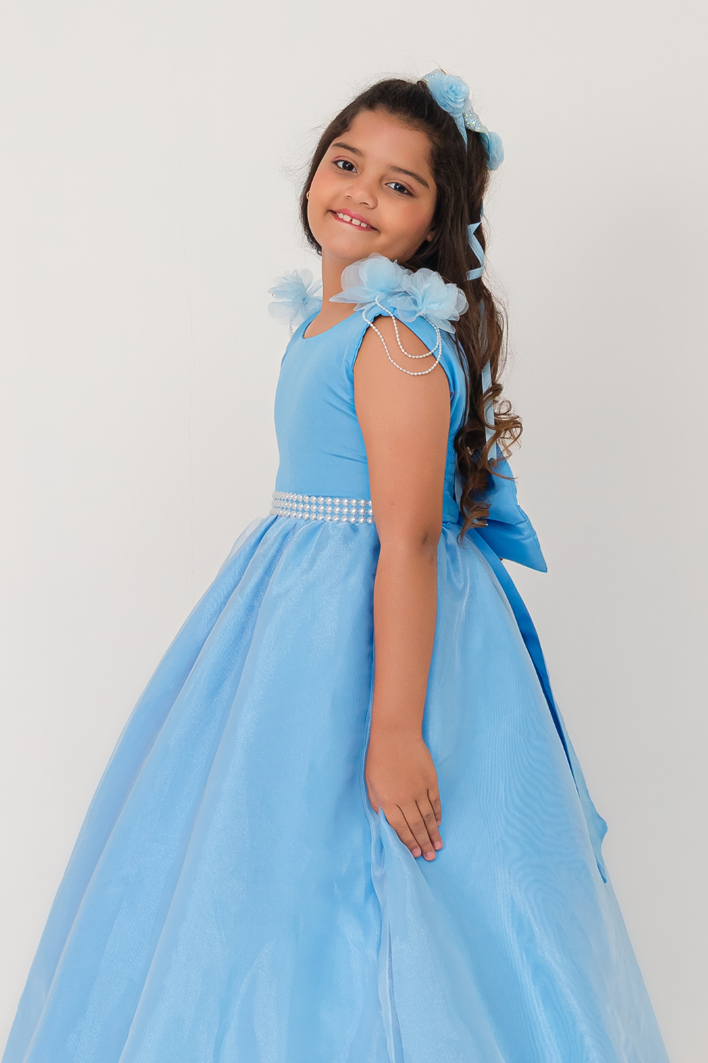 Vestido Longo Petalas Azul - Imagem 2