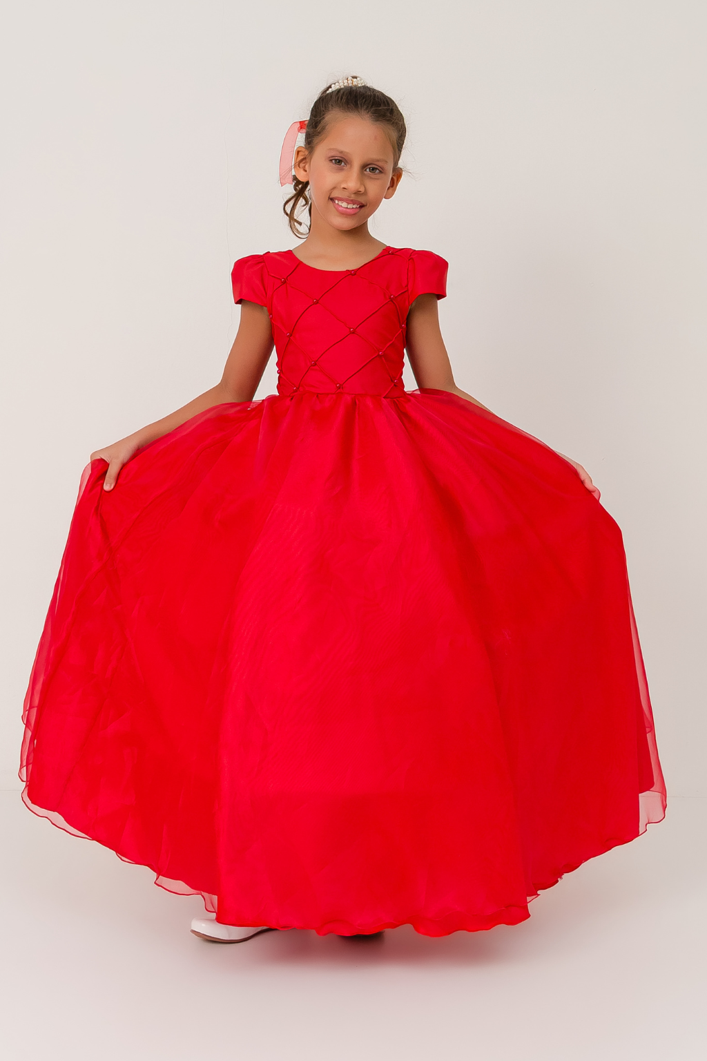 Vestido Longo Perolado Vermelho