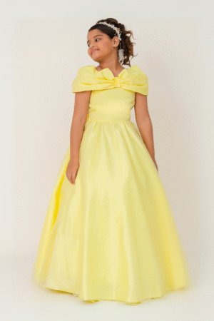 Vestido Longo Laço Real Amarelo Pastel
