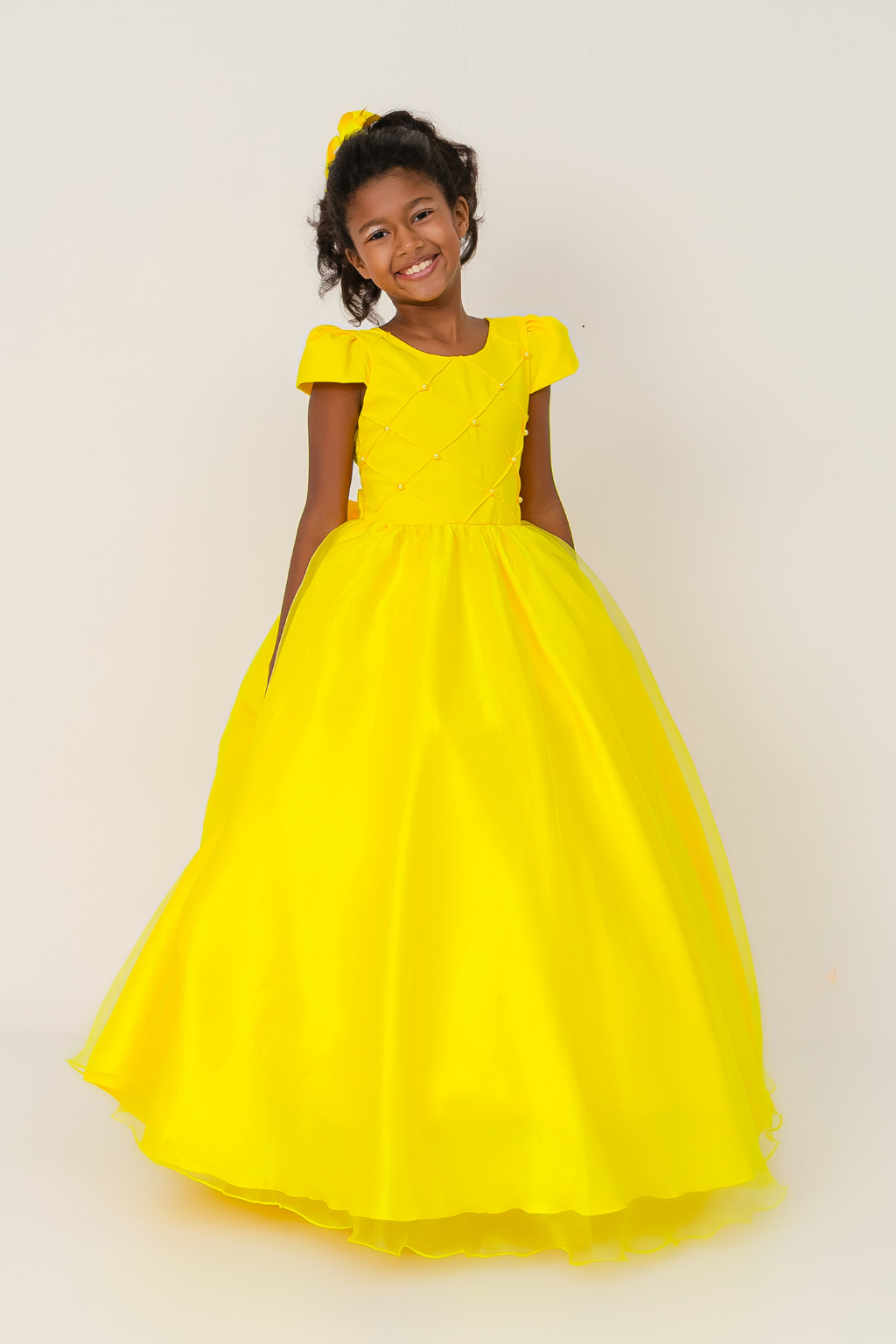 Vestido Longo Perolado Amarelo