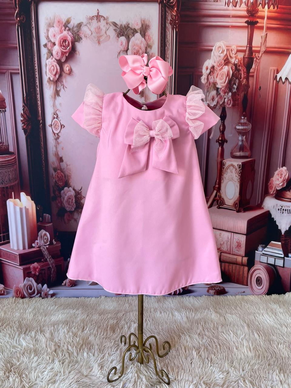 Bata Laço Tule Rosa