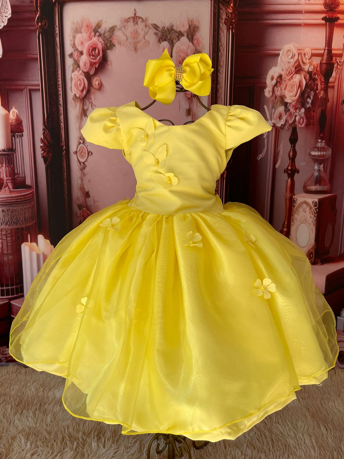 Vestido Jardim Amarelo Pastel