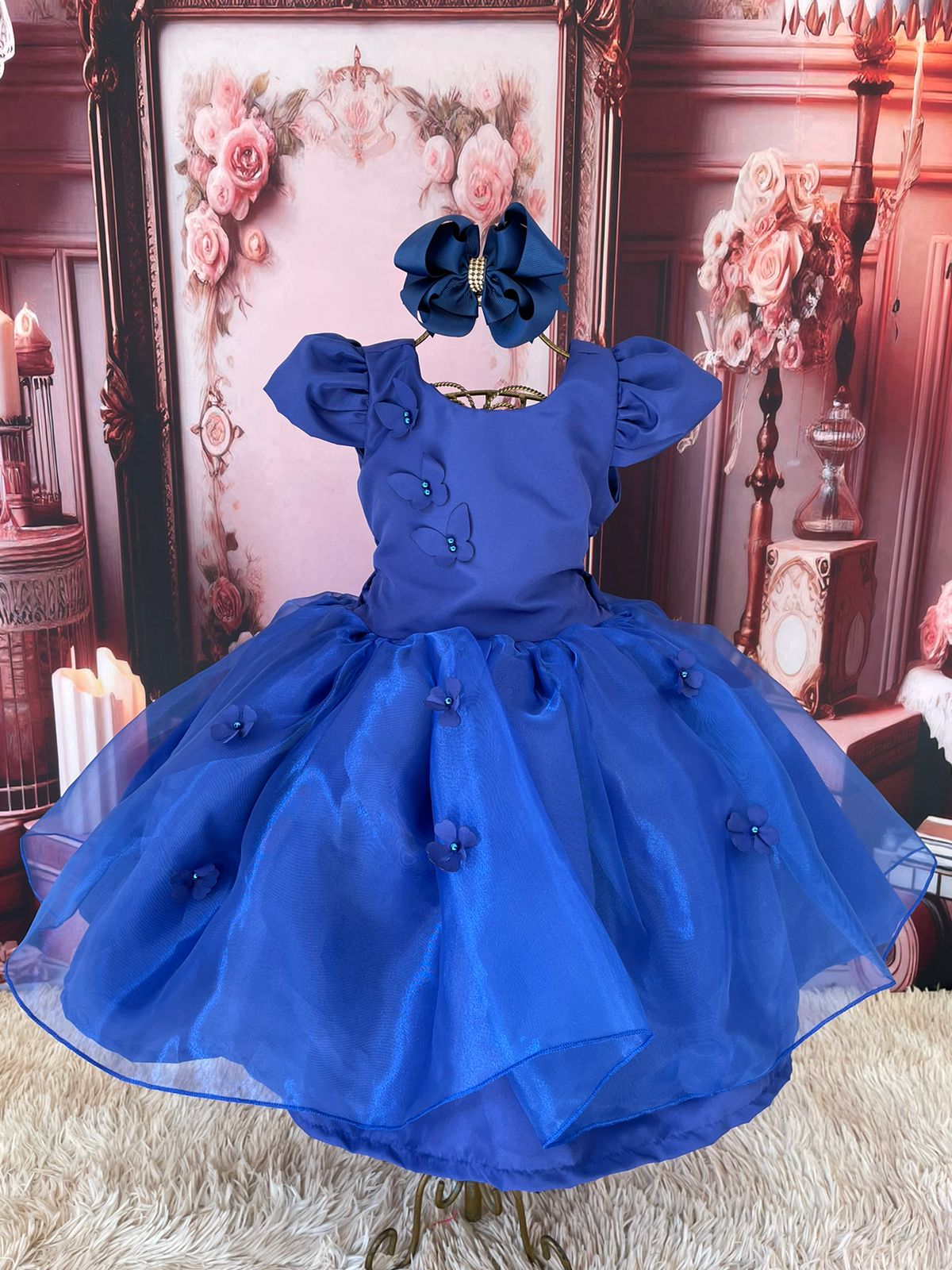 Vestido Jardim Azul Royal