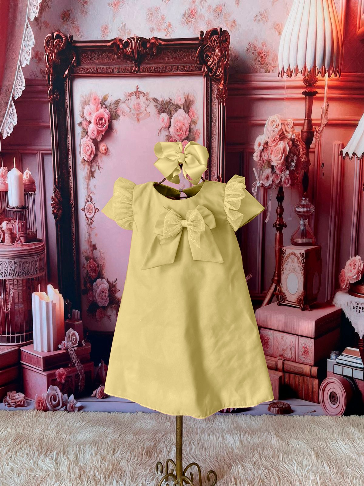 Bata Laço Tule Amarelo