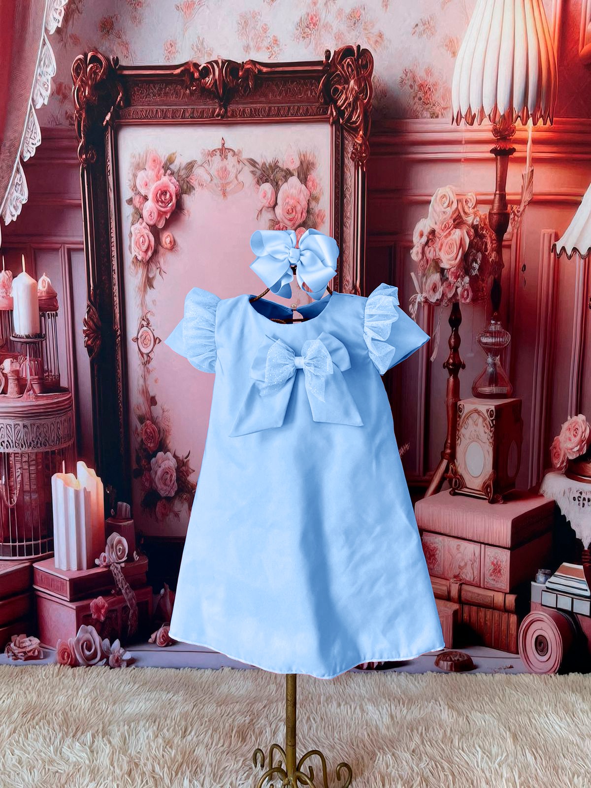 Bata Laço Tule Azul