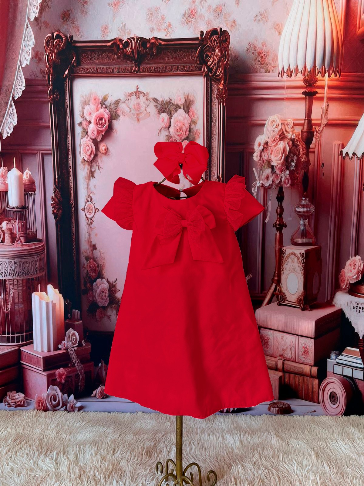 Bata Laço Tule Vermelho