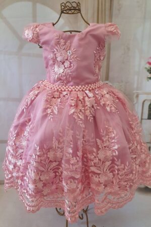 Vestido Rosa com Renda Rosa