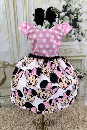 Vestido Cabeça minnie Rosa