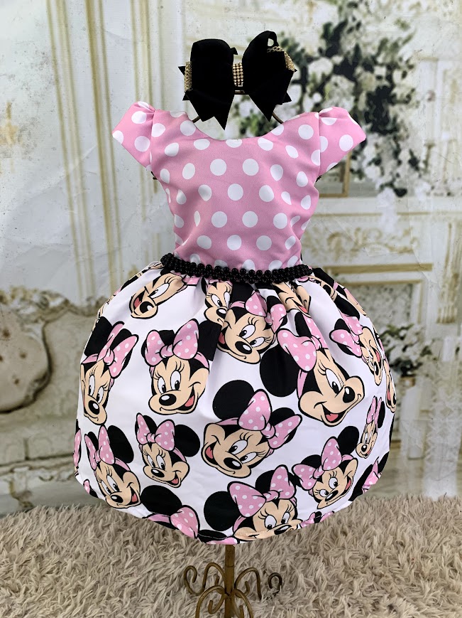 Vestido Cabeça minnie Rosa