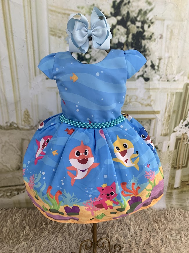 Vestido Baby Shark Azul