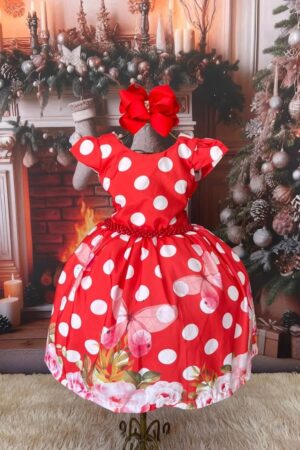 Vestido Bolas e Borboletas Vermelho