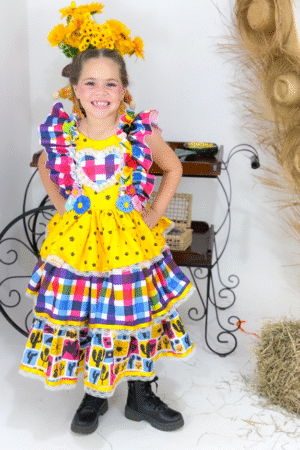 Vestido Fuxico de Afeto - Cordel Colorido