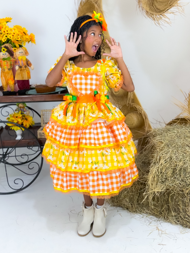 Vestido Explode Coração Laranja