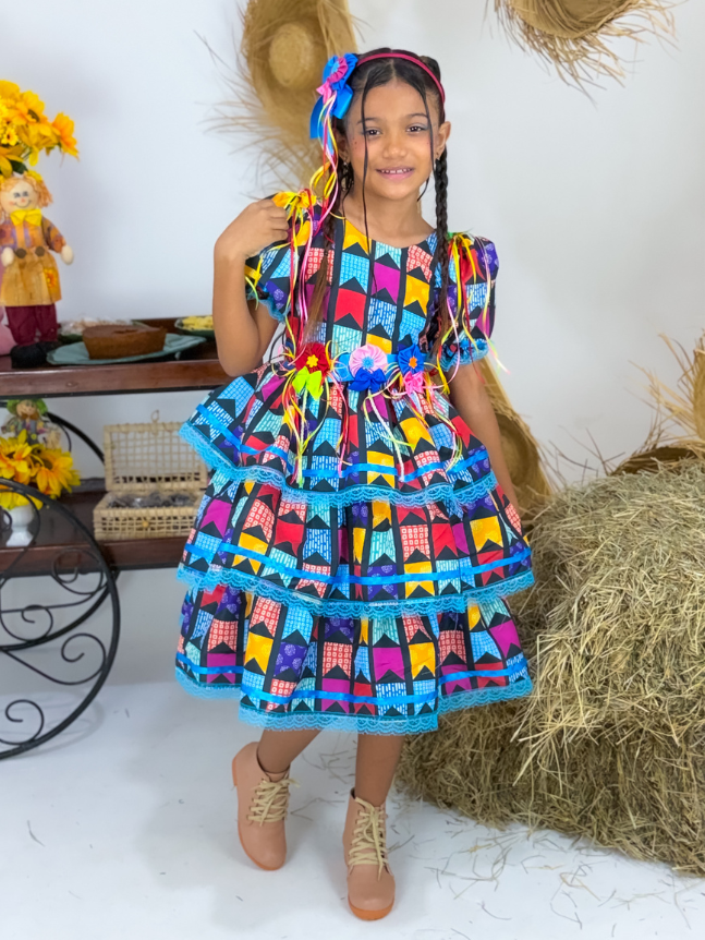 Vestido Pirulito Caipira - Bandeirinhas