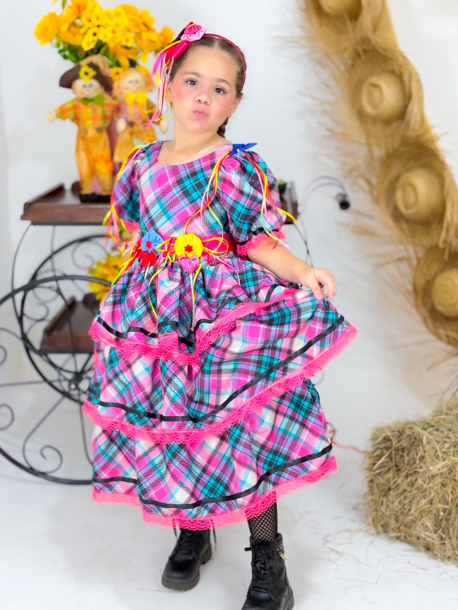 Vestido Pirulito Caipira - Pink