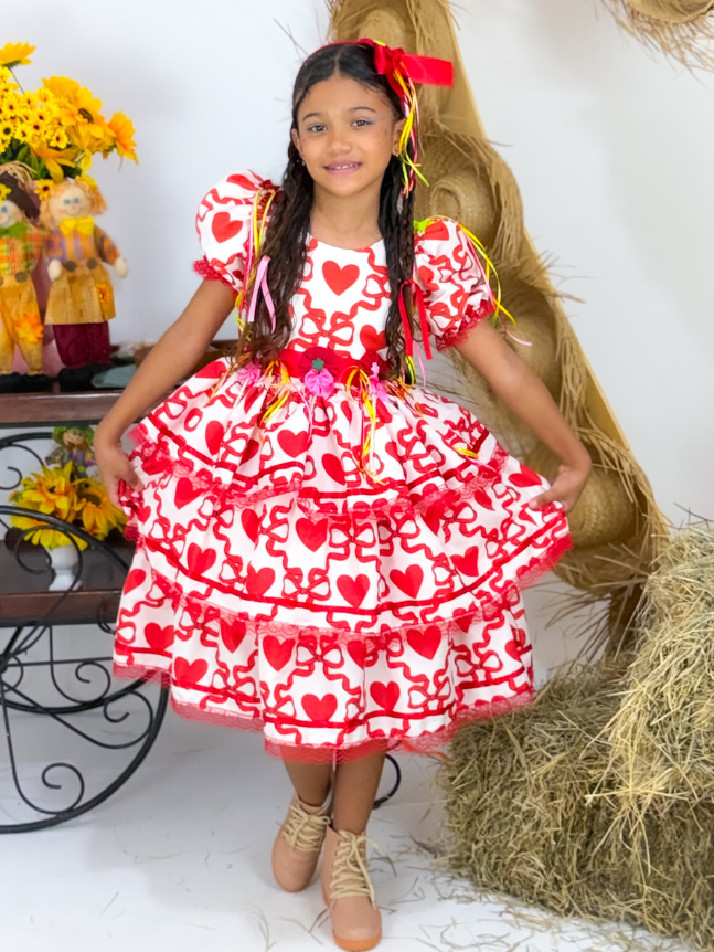 Vestido Pirulito Caipira - Laços Vermelho