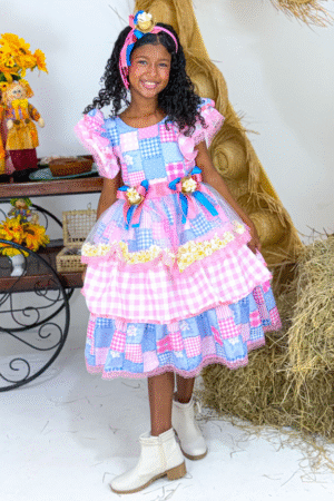 Vestido Pula Pipoquinha - Retalho Rosa