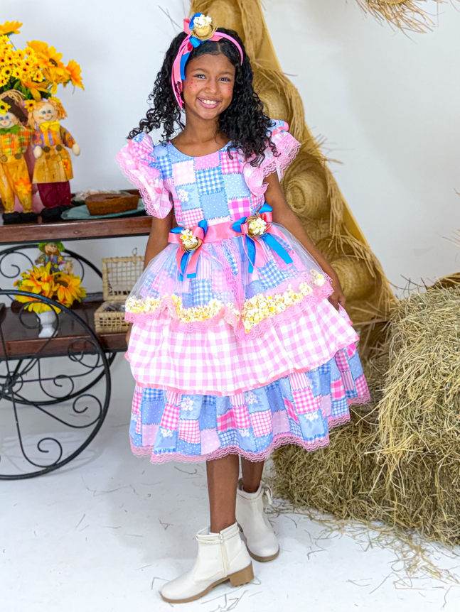 Vestido Pula Pipoquinha - Retalho Rosa