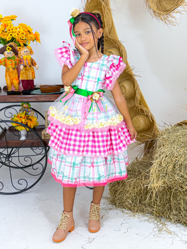 Vestido Pula Pipoquinha - Laçinho Verde