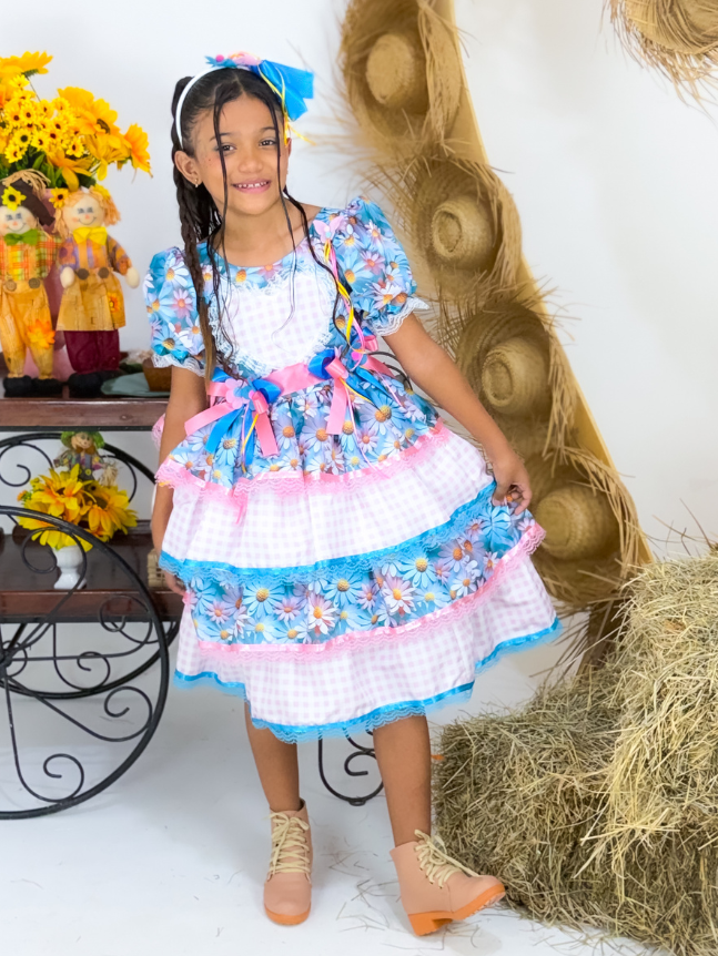 Vestido Explode Coração Floral Rosa